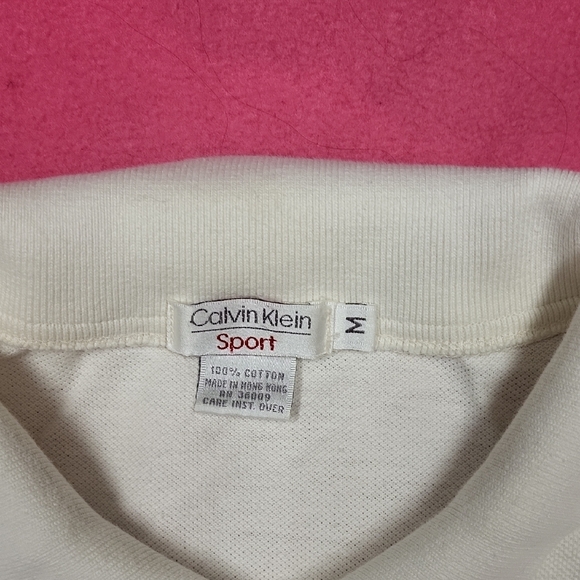 1990s Calvin Klein Sport Cream Polo Shirt - Picture 2 of 3